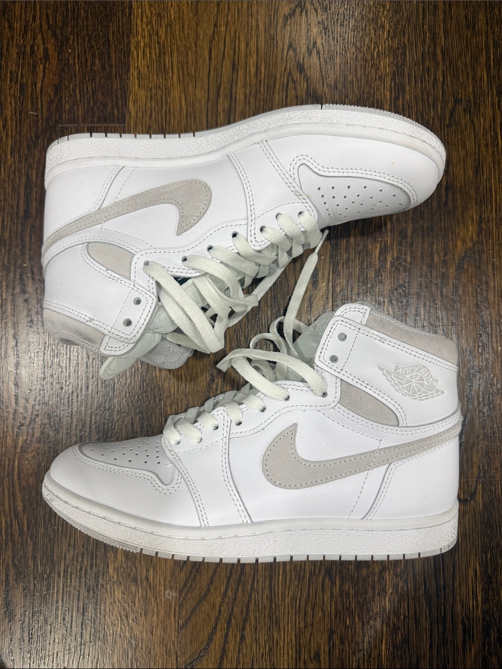 Nike Air Jordan 1 Hi 85 White and Light Gray High-Top Sneakers